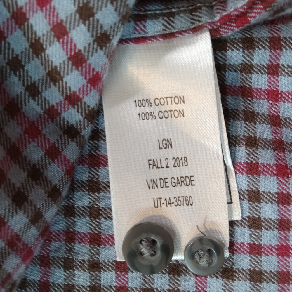 Untuckit Long Sleeve Button Down‎ Flannel Shirt Men's Slim Fit 2XL Blue Brown - Picture 4 of 7